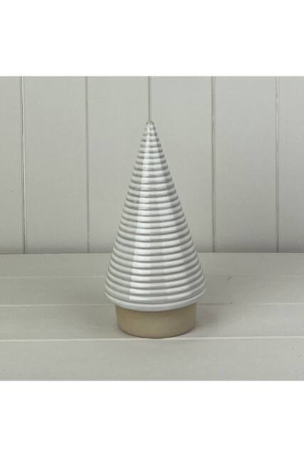 KDMD White Delicate Glazed Ceramic Tree Ornament with Textured Detail in Light Grey - image 1