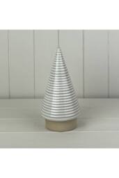 KDMD White Delicate Glazed Ceramic Tree Ornament with Textured Detail in Light Grey - thumbnail 1