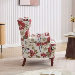 FURNITURE ONE Wingback Armchair, Padded Retro Vantage Accent Chair - Solid Wood Legs in Red - Size: 1 Pack - thumbnail 2
