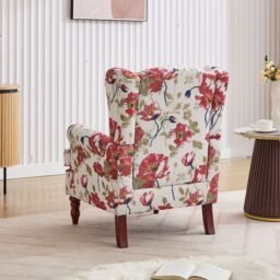 FURNITURE ONE Wingback Armchair, Padded Retro Vantage Accent Chair - Solid Wood Legs in Red - Size: 1 Pack - thumbnail 4