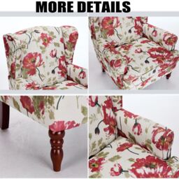 FURNITURE ONE Wingback Armchair, Padded Retro Vantage Accent Chair - Solid Wood Legs in Red - Size: 1 Pack - thumbnail 6