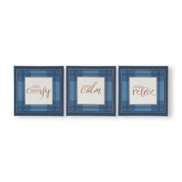 Art for the Home Heritage Tweed Trio Set of 3 Printed Canvas in Blue