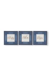 Art for the Home Heritage Tweed Trio Set of 3 Printed Canvas in Blue - thumbnail 2