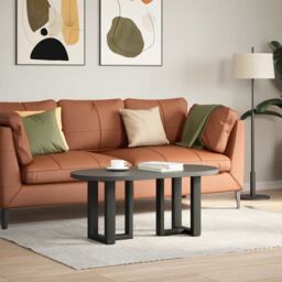 Berkfield Home Coffee Table Legs T-Shaped¬†2 pcs Black 28x25x(42-43) cm Steel - thumbnail 2