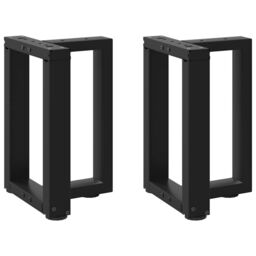 Berkfield Home Coffee Table Legs T-Shaped¬†2 pcs Black 28x25x(42-43) cm Steel - thumbnail 1