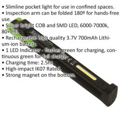 Loops Slim Folding Pocket Light - 2 COB & 1 SMD LED - Rechargeable - Magnetic - Green - thumbnail 2