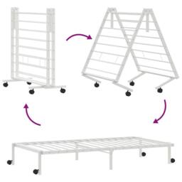 Berkfield Home Elegant Bed Frame without Mattress Foldable White 100x190 cm Steel - thumbnail 9