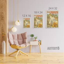 "Artery8 Cycles Perfecta Vintage Bike Advert Canvas Wall Art Print Mucha in Orange - Size: W18"" x H24""" - thumbnail 4