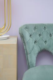 Orsina Blue Velvet Feature Chair, Button Tufted Armchair With Gold-Tipped Legs, Mahogany Lounge Chair, Accent Chair in Green - thumbnail 3