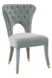 Orsina Blue Velvet Feature Chair, Button Tufted Armchair With Gold-Tipped Legs, Mahogany Lounge Chair, Accent Chair in Green - thumbnail 4