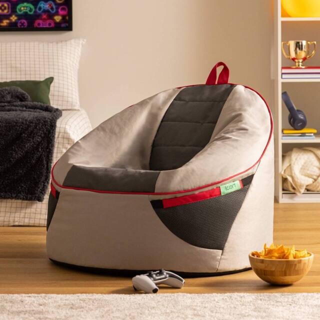 icon Alpha Kids Gaming Bean Bag Childrens Beanbag in Grey - Size: Small - image 1