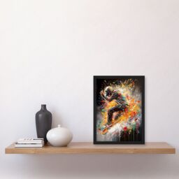 Artery8 Skateboarder Vibrant Splat Paint Action Shot Artwork Framed Wall Art Print A4 in Black - thumbnail 2