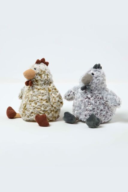 Homescapes Luxury Fabric Chicken Doorstop Set of 2 in Grey - image 1