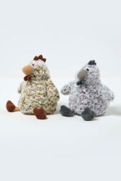 Homescapes Luxury Fabric Chicken Doorstop Set of 2 in Grey - thumbnail 1