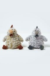 Homescapes Luxury Fabric Chicken Doorstop Set of 2 in Grey - thumbnail 2