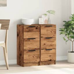 Berkfield Home Sideboards 2 pcs Old Wood 30x30x70 cm Engineered Wood in Brown - Size: 30 x 30 x 70 cm - thumbnail 1