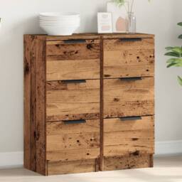 Berkfield Home Sideboards 2 pcs Old Wood 30x30x70 cm Engineered Wood in Brown - Size: 30 x 30 x 70 cm - thumbnail 2