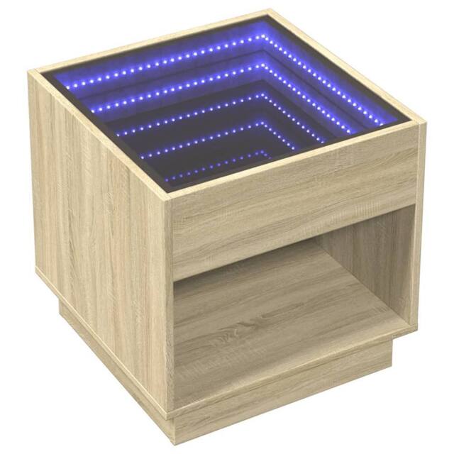 Berkfield Home Decorative Coffee Table with Infinity LED Sonoma Oak 50x50x50 cm in Light Oak - Size: 50 x 50 x 50 cm - image 1