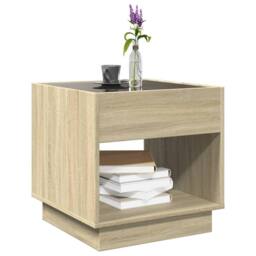 Berkfield Home Decorative Coffee Table with Infinity LED Sonoma Oak 50x50x50 cm in Light Oak - Size: 50 x 50 x 50 cm - thumbnail 5