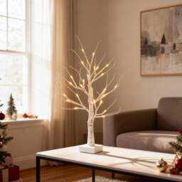 Shatchi 4pcs- 60cm White Twig Tree 24 Warm White LEDs USB or Battery Operated - Size: 2ft - thumbnail 1