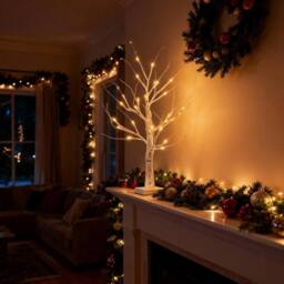 Shatchi 4pcs- 60cm White Twig Tree 24 Warm White LEDs USB or Battery Operated - Size: 2ft - thumbnail 6