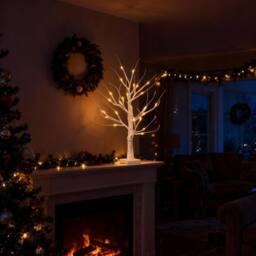 Shatchi 4pcs- 60cm White Twig Tree 24 Warm White LEDs USB or Battery Operated - Size: 2ft - thumbnail 7