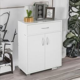 FURNOS Wooden Storage Cabinet Organiser With Drawer in White - thumbnail 4