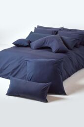 Homescapes Continental Egyptian Cotton Pillowcase 200 TC, 80 x 80 cm in Navy - thumbnail 4