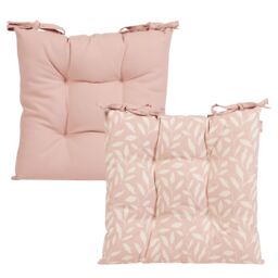 Dibor Set of 4 Rosedale Cotton Leaf Indoor Outdoor Garden Furniture Chair Sofa Seat Pads L40cm x W40cm in Pink - Size: 40 cm x 40 cm - thumbnail 2