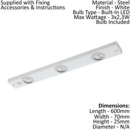 Loops Flush Ceiling Light Colour White Steel Rocker Switch Bulb LED 3x2.3W Included - thumbnail 2