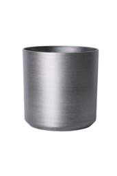 KDMD Brushed Steel Metallic Look Cylinder Planter 28cm in Silver - thumbnail 2