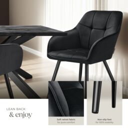 tectake Dining Chair Marilyn Set Of 4 - Black/Black in Black - Size: 4 Pack - thumbnail 4