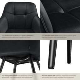 tectake Dining Chair Marilyn Set Of 4 - Black/Black in Black - Size: 4 Pack - thumbnail 5