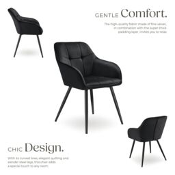 tectake Dining Chair Marilyn Set Of 4 - Black/Black in Black - Size: 4 Pack - thumbnail 3