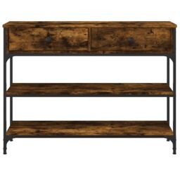 Berkfield Home Console Table Smoked Oak 100x25x75 cm Engineered Wood in Brown - Size: 100 x 25 x 75 cm - thumbnail 6