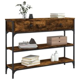 Berkfield Home Console Table Smoked Oak 100x25x75 cm Engineered Wood in Brown - Size: 100 x 25 x 75 cm - thumbnail 3