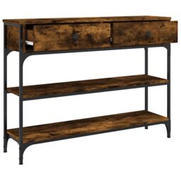 Berkfield Home Console Table Smoked Oak 100x25x75 cm Engineered Wood in Brown - Size: 100 x 25 x 75 cm - thumbnail 5