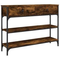 Berkfield Home Console Table Smoked Oak 100x25x75 cm Engineered Wood in Brown - Size: 100 x 25 x 75 cm - thumbnail 2