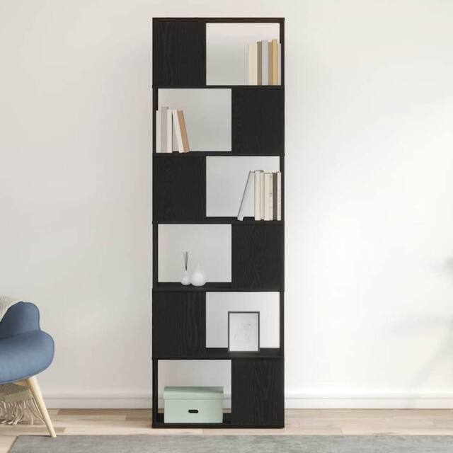 Berkfield Home Classic Book Cabinet/Room Divider Black Oak 60x24x186 cm - Size: 60 x 24 x 186 cm - image 1