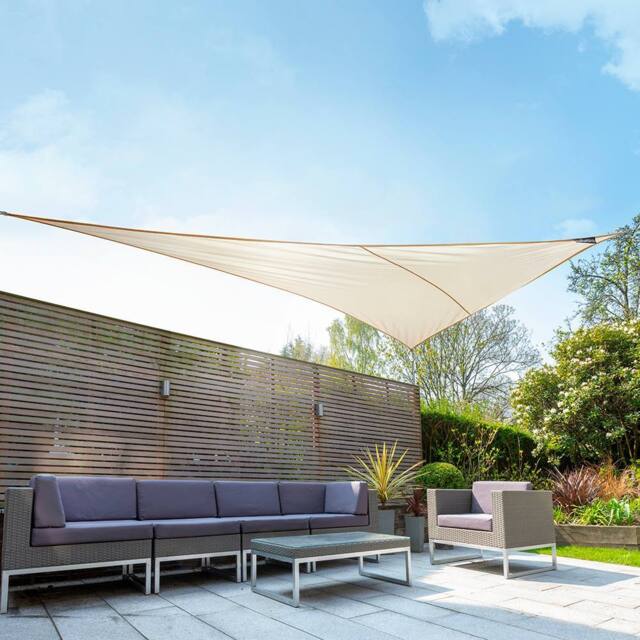 Primrose 6m Right Angle Triangle Waterproof Charcoal Garden Patio Sun Shade Sail Canopy 98% UV Block with Free Fixing Kit in Ivory - image 1