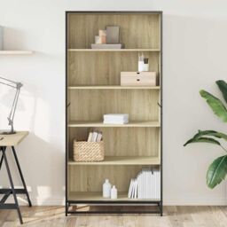 Berkfield Home Bookcase Sonoma Oak 80.5x35x170.5 cm Engineered Wood in Brown - thumbnail 3