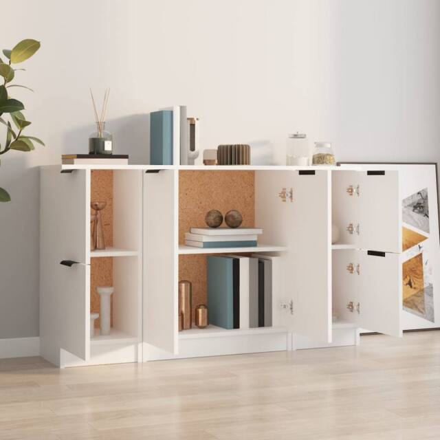 Berkfield Home Sideboards 3 pcs White Engineered Wood - image 1