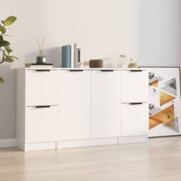 Berkfield Home Sideboards 3 pcs White Engineered Wood - thumbnail 2