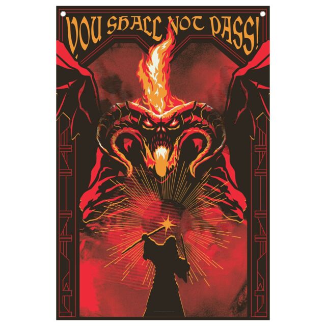 The Lord of the Rings Gandalf vs Balrog Wall Banner in Red - image 1
