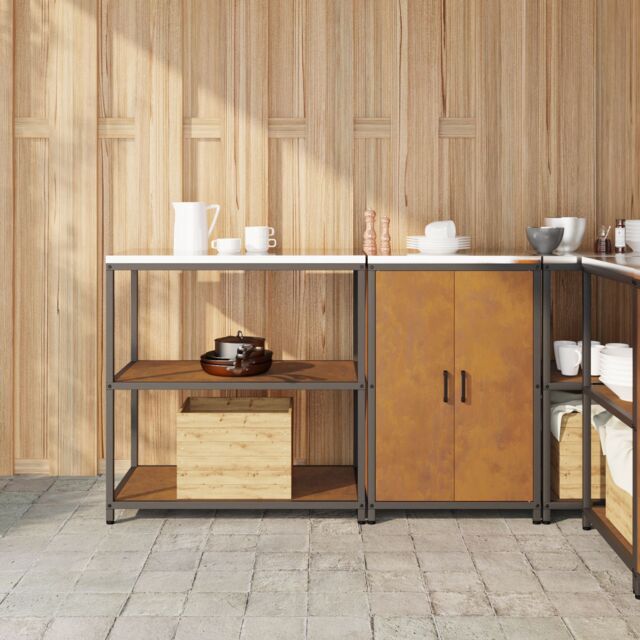 Berkfield Home Kitchen Storage Set with Shelf with Storage with Door Adjustable 2 pcs Rusty 150 x 50 x 92 cm in Brown - image 1