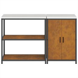 Berkfield Home Kitchen Storage Set with Shelf with Storage with Door Adjustable 2 pcs Rusty 150 x 50 x 92 cm in Brown - thumbnail 9