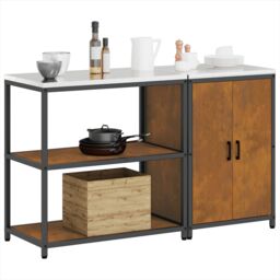 Berkfield Home Kitchen Storage Set with Shelf with Storage with Door Adjustable 2 pcs Rusty 150 x 50 x 92 cm in Brown - thumbnail 3