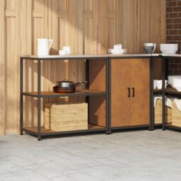 Berkfield Home Kitchen Storage Set with Shelf with Storage with Door Adjustable 2 pcs Rusty 150 x 50 x 92 cm in Brown - thumbnail 4