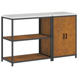Berkfield Home Kitchen Storage Set with Shelf with Storage with Door Adjustable 2 pcs Rusty 150 x 50 x 92 cm in Brown - thumbnail 2