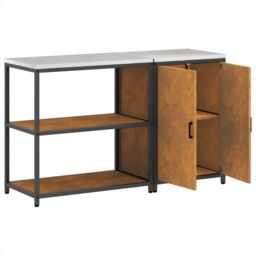 Berkfield Home Kitchen Storage Set with Shelf with Storage with Door Adjustable 2 pcs Rusty 150 x 50 x 92 cm in Brown - thumbnail 7